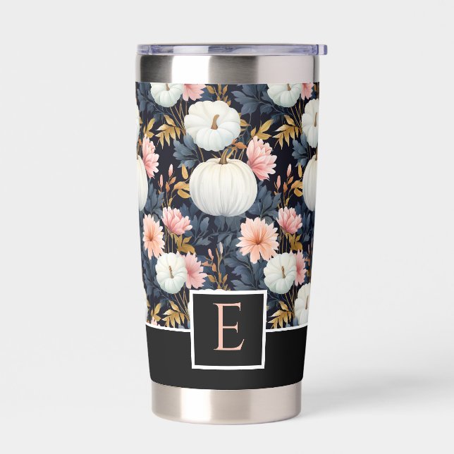 Personalized Pumpkin Fall Pattern Thermal Tumbler (Left)