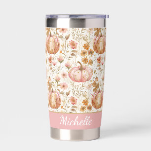 Personalized Pumpkin Fall Pattern Thermal Tumbler