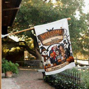 Personalized Pumpkin Family Halloween Welcome Sign