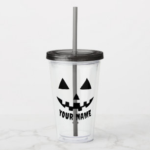 Personalized Pumpkin Halloween Name Black & White Acrylic Tumbler