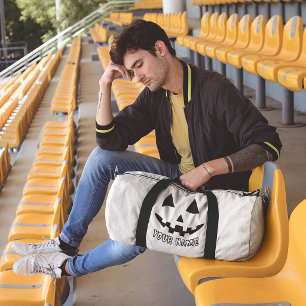 Personalized Pumpkin Halloween Name Black & White Duffle Bag