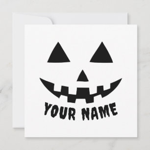 Personalized Pumpkin Halloween Name Black & White Holiday Card