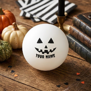 Personalized Pumpkin Halloween Name Black & White Ping Pong Ball