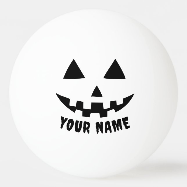 Personalized Pumpkin Halloween Name Black & White Ping Pong Ball (Front)