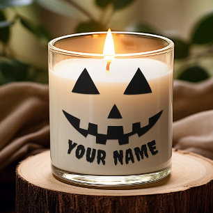 Personalized Pumpkin Halloween Name Black & White Scented Candle