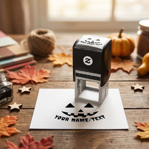 Personalized Pumpkin Halloween Name Black & White Self-inking Stamp