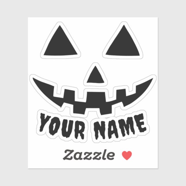 Personalized Pumpkin Halloween Name Black & White Sticker (Sheet)