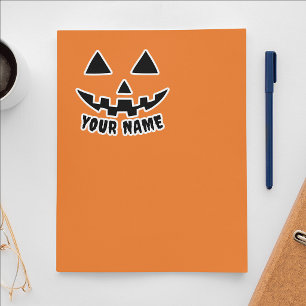 Personalized Pumpkin Halloween Name Black & White Sticker