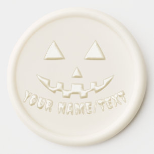 Personalized Pumpkin Halloween Name Black & White Wax Seal Sticker