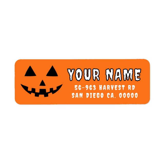 Personalized Pumpkin Halloween Your Name Address Label (Front)