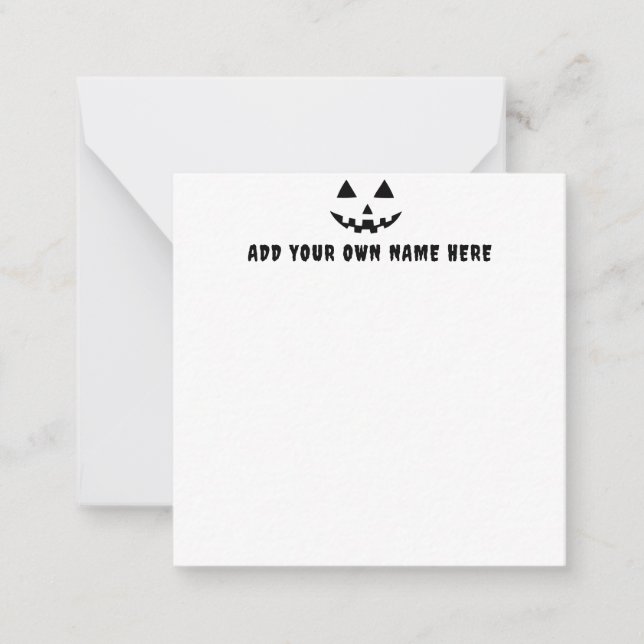 Personalized Pumpkin Halloween Your Name Note Card (Front)