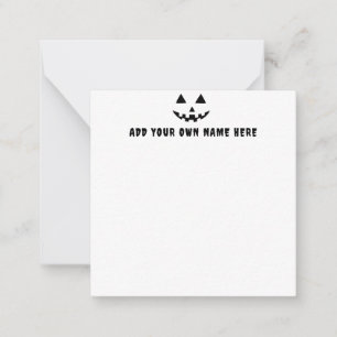 Personalized Pumpkin Halloween Your Name Note Card