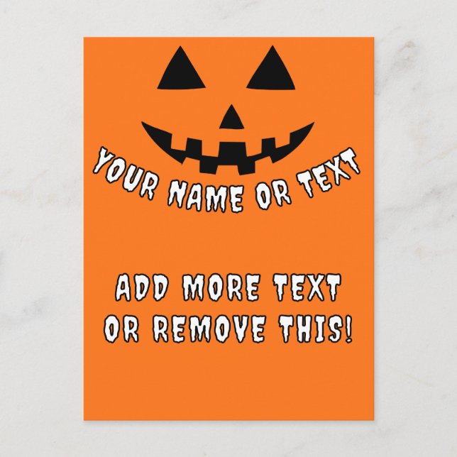 Personalized Pumpkin Halloween Your Name & Text Invitation Postcard (Front)