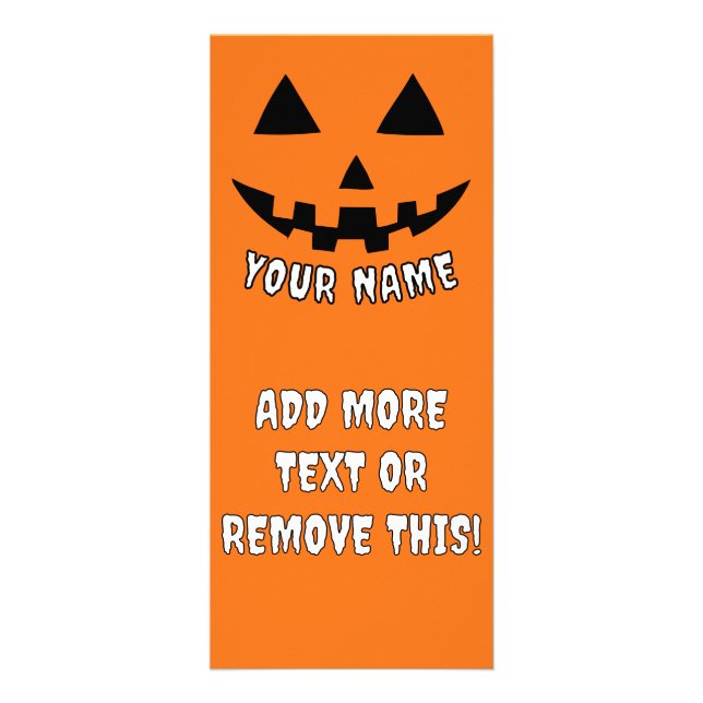 Personalized Pumpkin Halloween Your Name & Text Rack Card (Front)