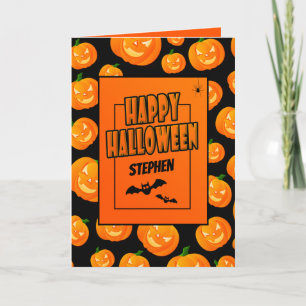 Personalized Pumpkin Happy Halloween Greetings Card