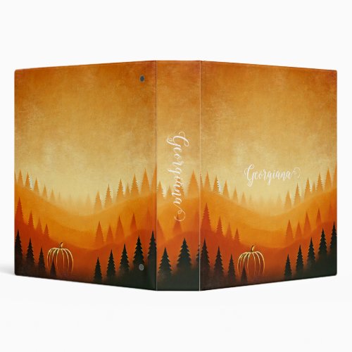 Personalized Pumpkin Harvest Autumnal Harvest 3 Ring Binder