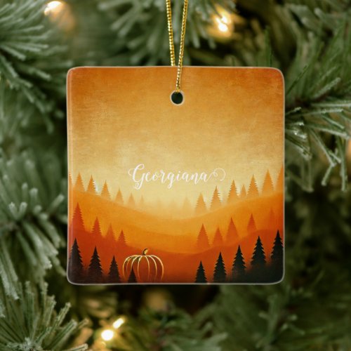 Personalized Pumpkin Harvest Autumnal Harvest Ceramic Ornament