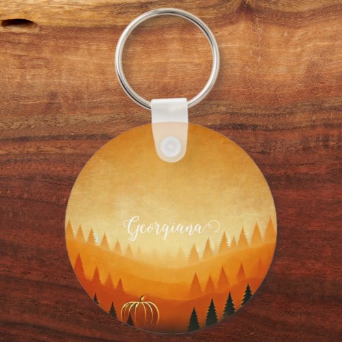 Personalized Pumpkin Harvest Autumnal Harvest Keychain
