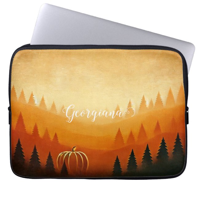 Personalized Pumpkin Harvest Autumnal Harvest Laptop Sleeve (Front)