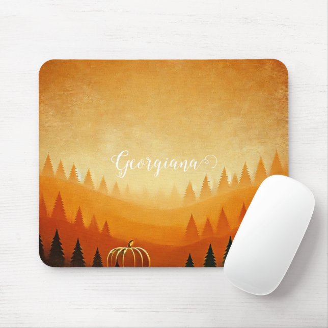 Personalized Pumpkin Harvest Autumnal Harvest Mouse Pad (With Mouse)