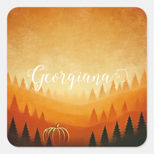 Personalized Pumpkin Harvest Autumnal Harvest Square Sticker