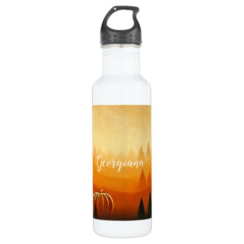 Personalized Pumpkin Harvest Autumnal Harvest Stainless Steel Water Bottle
