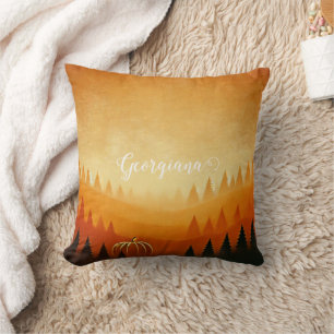 Personalized Pumpkin Harvest Autumnal Harvest Throw Pillow