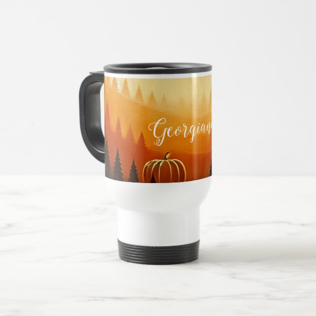Personalized Pumpkin Harvest Autumnal Harvest Travel Mug (Front Left)
