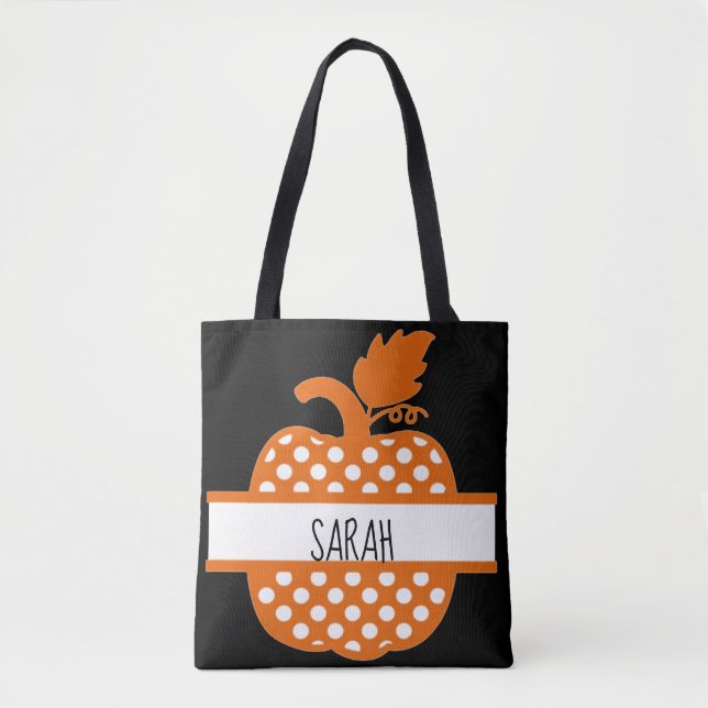 Personalized Pumpkin Harvest Design Tote Bag (Front)