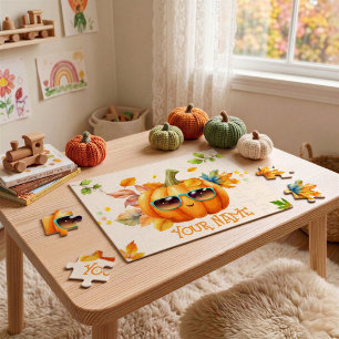 Personalized Pumpkin Kids Autumn Jigsaw Puzzle