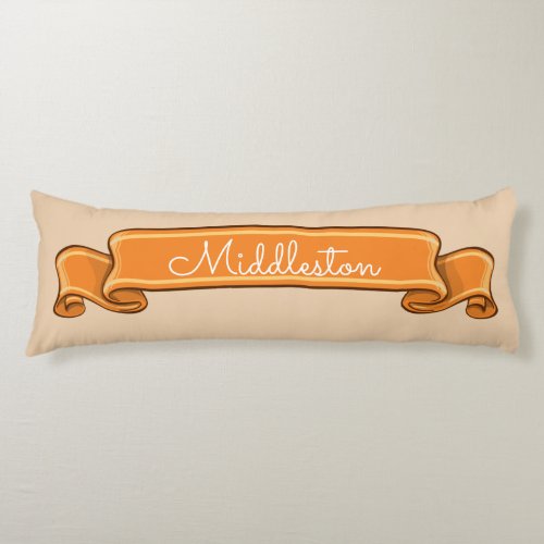 Personalized Pumpkin Orange Banner Ribbon On Cream Body Pillow