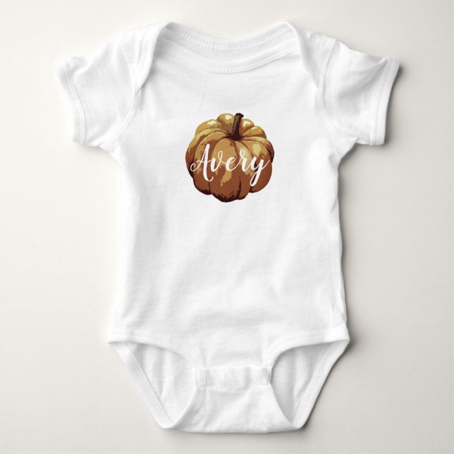 Personalized Pumpkin Painting Autumn Baby Baby Bodysuit (Front)