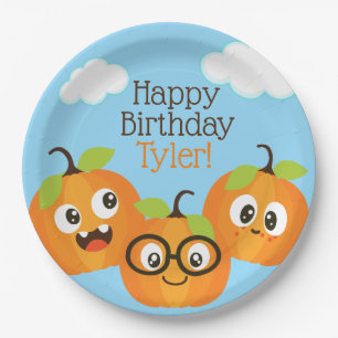 Personalized Pumpkin Patch Farm Kids Birthday Paper Plates