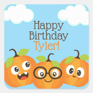 Personalized Pumpkin Patch Farm Kids Birthday Square Sticker