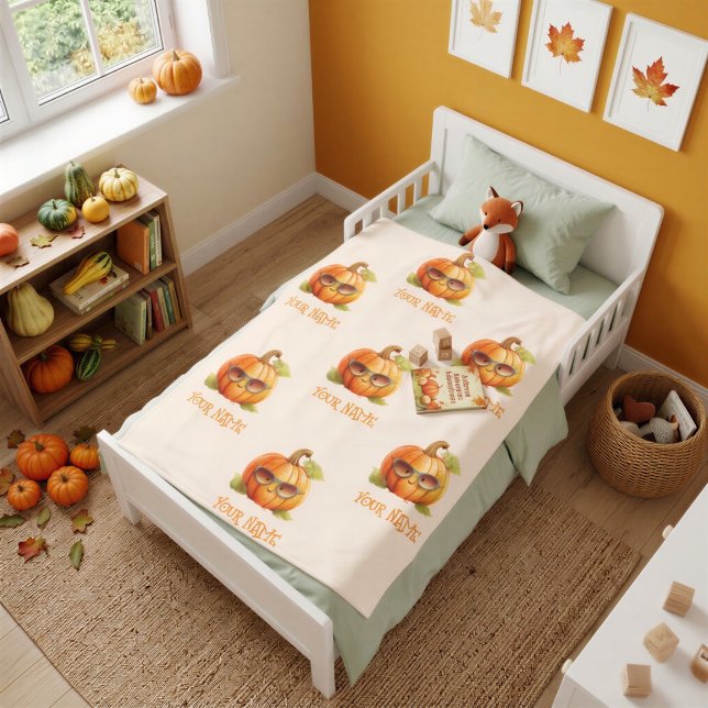 Personalized Pumpkin Patch Toddler Fleece Blanket (Creator Uploaded)