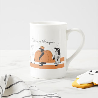 Personalized Pumpkin Penguin Funny Halloween Bone China Mug