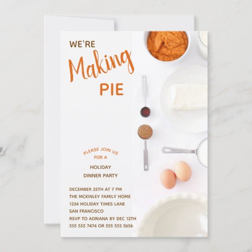 Personalized Pumpkin Pie Holiday  Dinner Party  Invitation