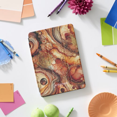 Personalized Pumpkin Spice Autumnal Alcohol Ink iPad Pro Cover