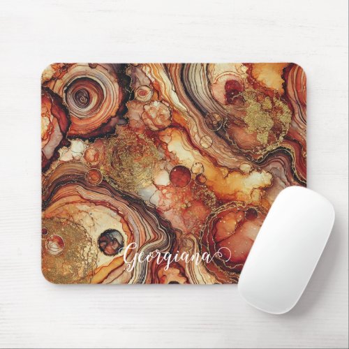 Personalized Pumpkin Spice Autumnal Alcohol Ink Mouse Pad
