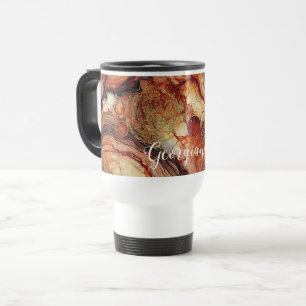 Personalized Pumpkin Spice Autumnal Alcohol Ink Travel Mug