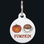 Personalized Pumpkin Spice Coffee Latte Pet Tag<br><div class="desc">Features an original marker illustration of a delicious coffee latte and an orange pumpkin--perfect for anyone who loves pumpkin spice! Simply personalize with your pet's information.</div>