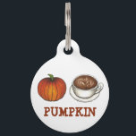 Personalized Pumpkin Spice Coffee Latte Pet Tag<br><div class="desc">Features an original marker illustration of a delicious coffee latte and an orange pumpkin--perfect for anyone who loves pumpkin spice! Simply personalize with your pet's information.</div>