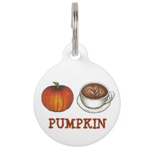 Personalized Pumpkin Spice Coffee Latte Pet Tag