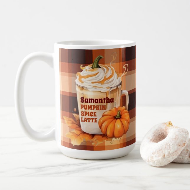 Personalized Pumpkin Spice Latte Coffee Mug (With Donut)