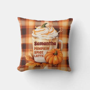 Personalized Pumpkin Spice Latte Throw Pillow