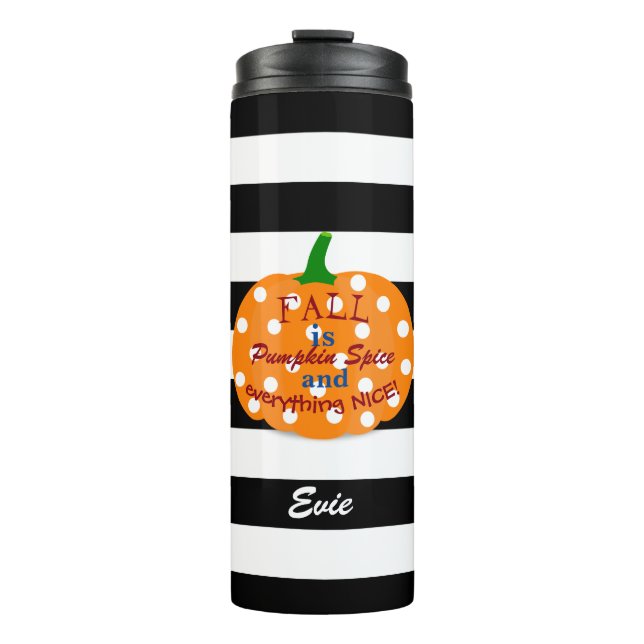 Personalized Pumpkin Spice Striped Tumbler (Front)