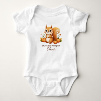 Personalized Pumpkin Squirrel Baby Outfit Bodysuit