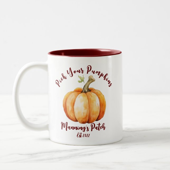 Personalized Pumpkin Two-Tone Coffee Mug (Left)