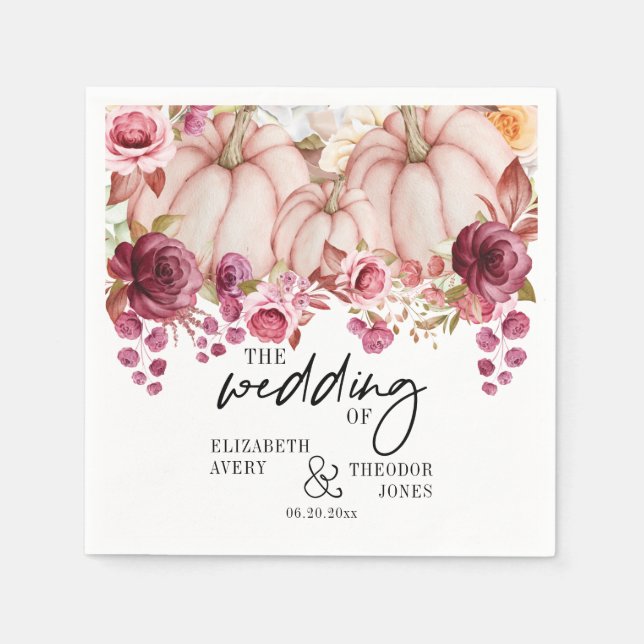 Personalized Pumpkin Wedding Autumn Napkins (Front)