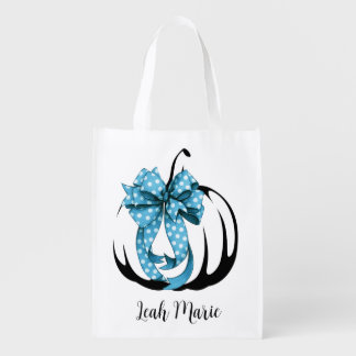 Personalized Pumpkin with Bow Trick or Treat Tote